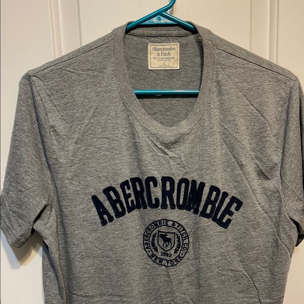 Abercrombie & Fitch Heather Gray Tee with Navy Logo